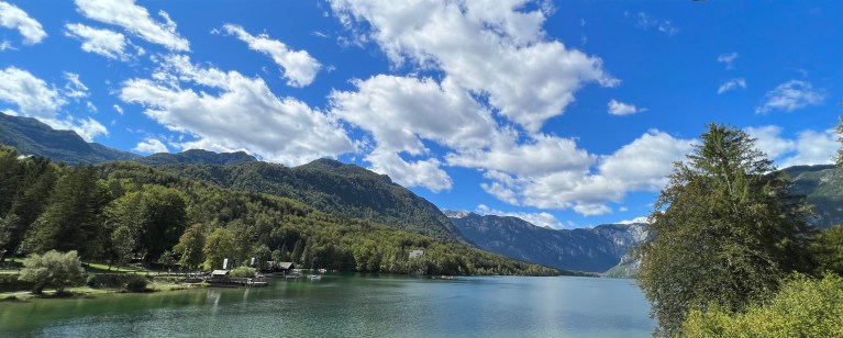 Bohinj Lake at the foot of the Julian Alps in Slovenia.