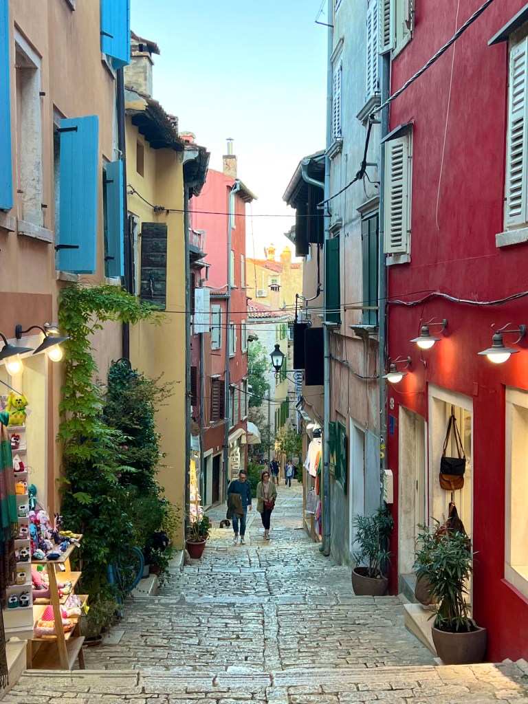 The streets in the Old Town of Rovinj in Croatia.