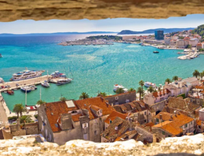 Split waterfront aerial panoramic view from the Dalmatia region of Croatia. iStock/xbrchx